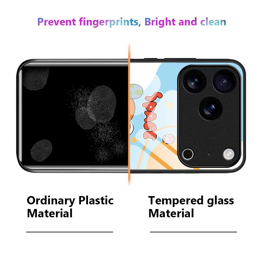 For iPhone 17 Pro Max Case PC TPU Tempered Glass Pattern Printing Phone Back Cover - B0124