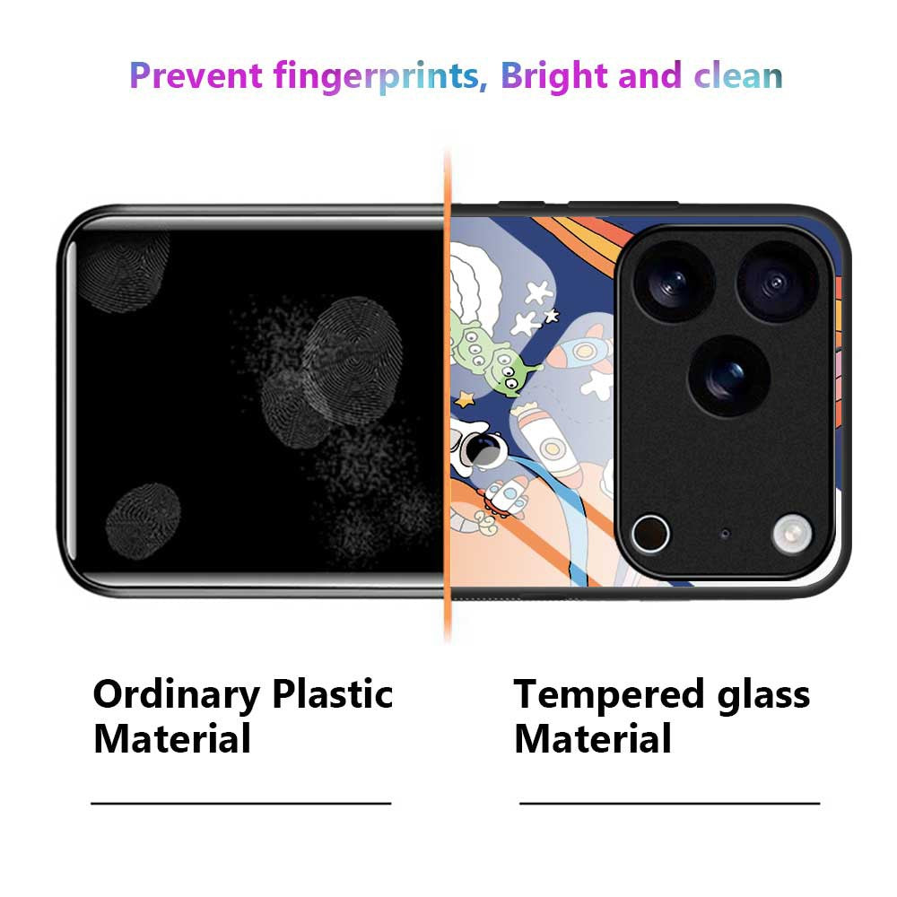 For iPhone 17 Pro Max Case PC TPU Tempered Glass Pattern Printing Phone Back Cover - B0125