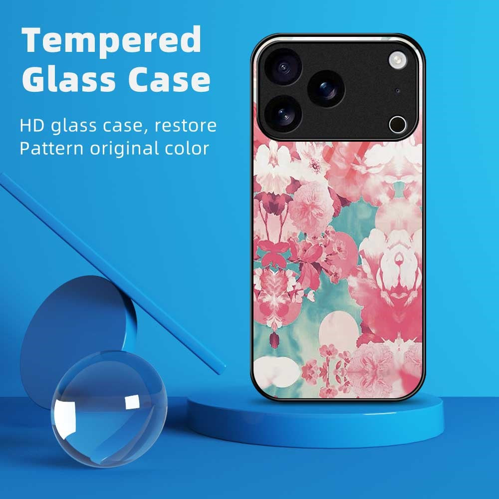 For iPhone 17 Pro Max Case PC TPU Tempered Glass Pattern Printing Phone Back Cover - B0127