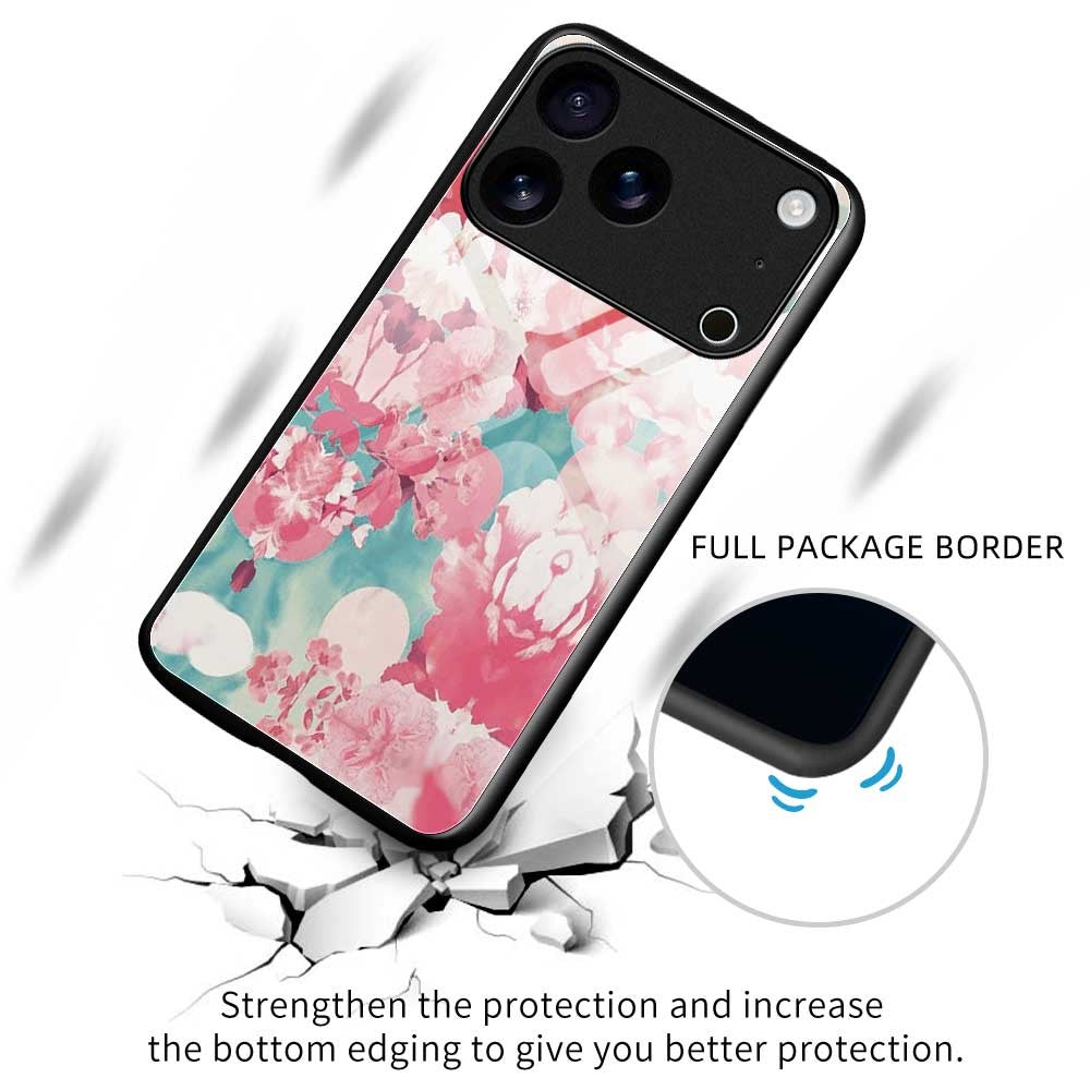 For iPhone 17 Pro Max Case PC TPU Tempered Glass Pattern Printing Phone Back Cover - B0127
