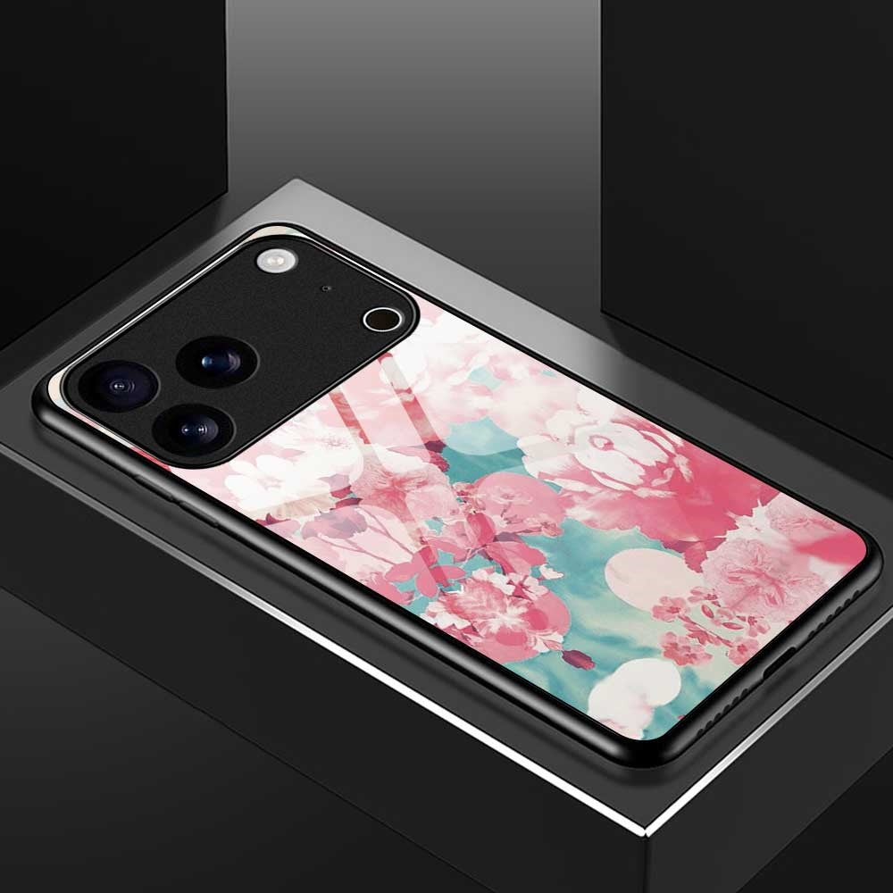 For iPhone 17 Pro Max Case PC TPU Tempered Glass Pattern Printing Phone Back Cover - B0127