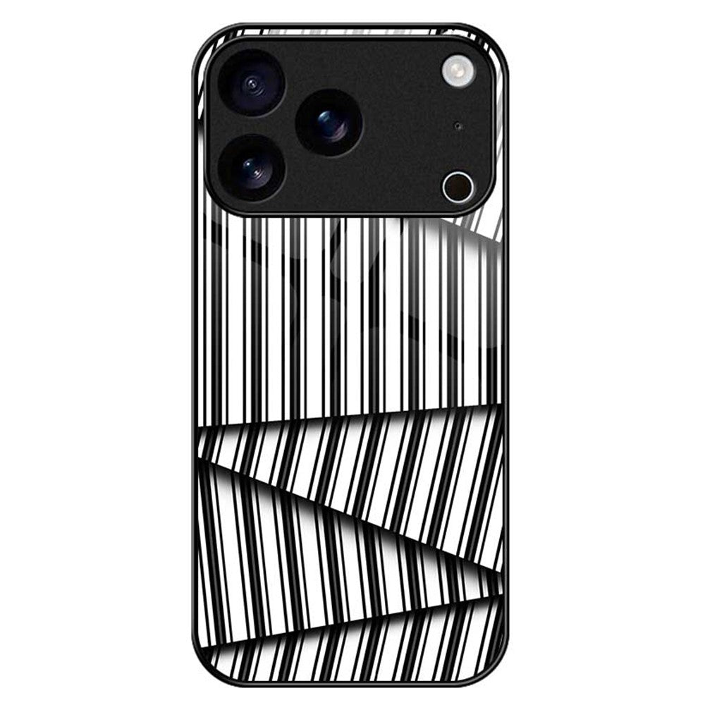 For iPhone 17 Pro Max Case PC TPU Tempered Glass Pattern Printing Phone Back Cover - B0128