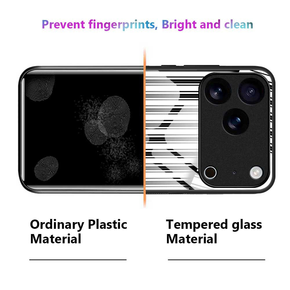For iPhone 17 Pro Max Case PC TPU Tempered Glass Pattern Printing Phone Back Cover - B0128