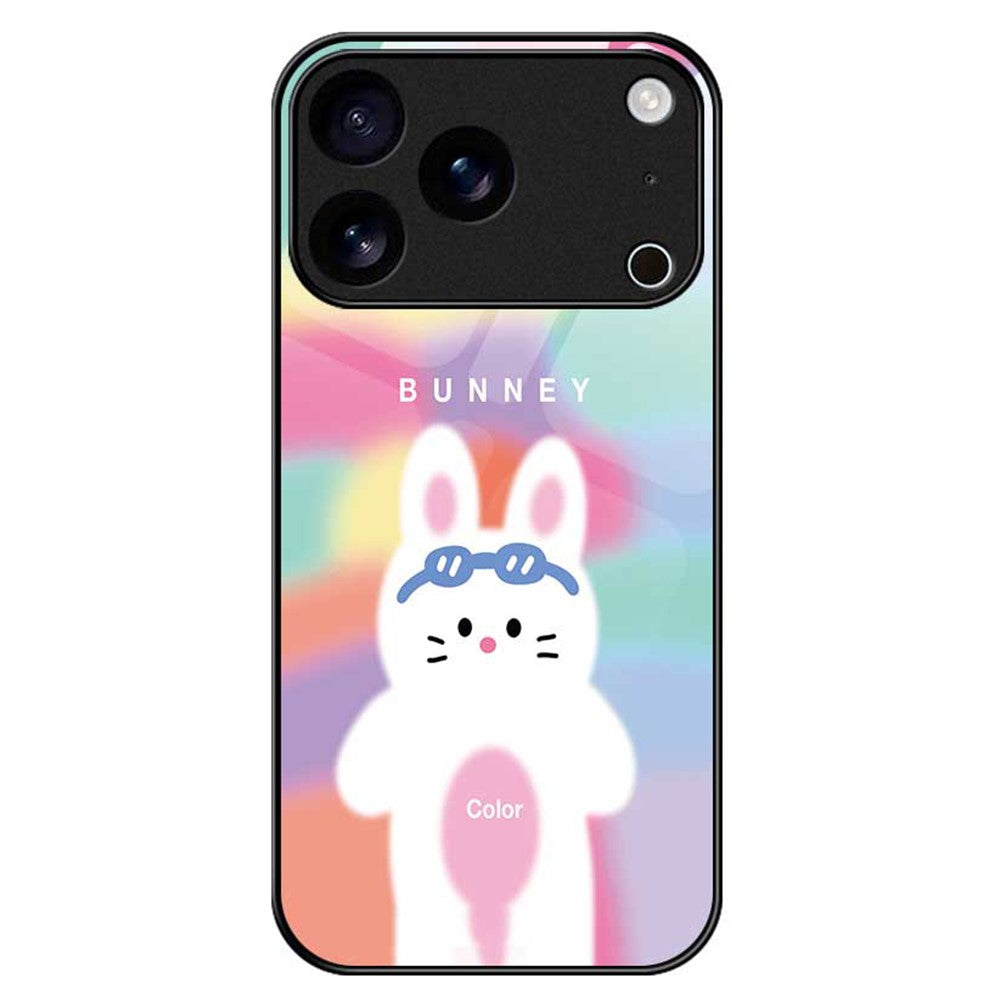 For iPhone 17 Pro Max Case PC TPU Tempered Glass Pattern Printing Phone Back Cover - B0129