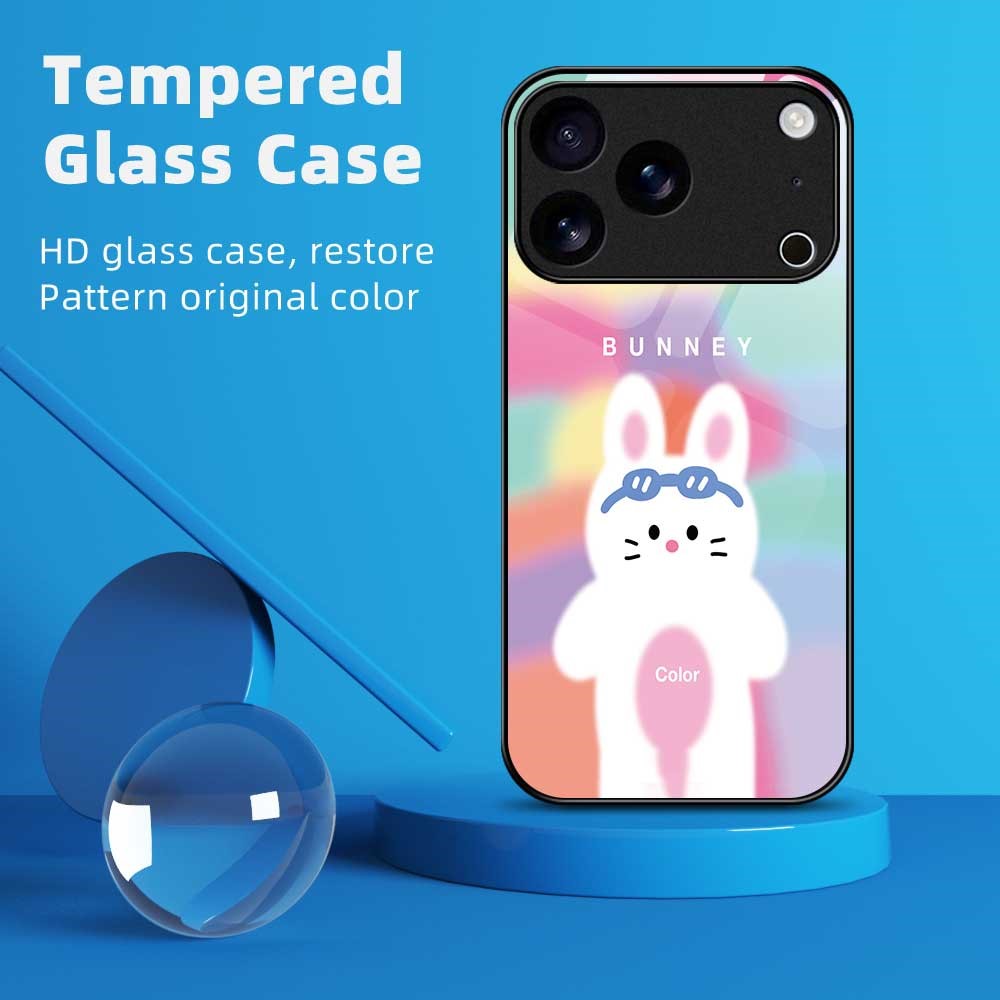 For iPhone 17 Pro Max Case PC TPU Tempered Glass Pattern Printing Phone Back Cover - B0129