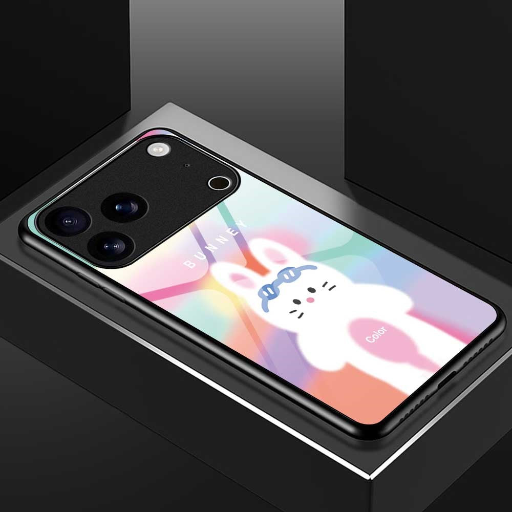 For iPhone 17 Pro Max Case PC TPU Tempered Glass Pattern Printing Phone Back Cover - B0129