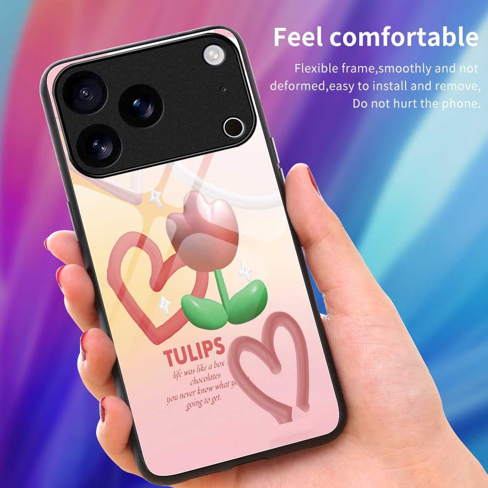 For iPhone 17 Pro Max Case PC TPU Tempered Glass Pattern Printing Phone Back Cover - B0130