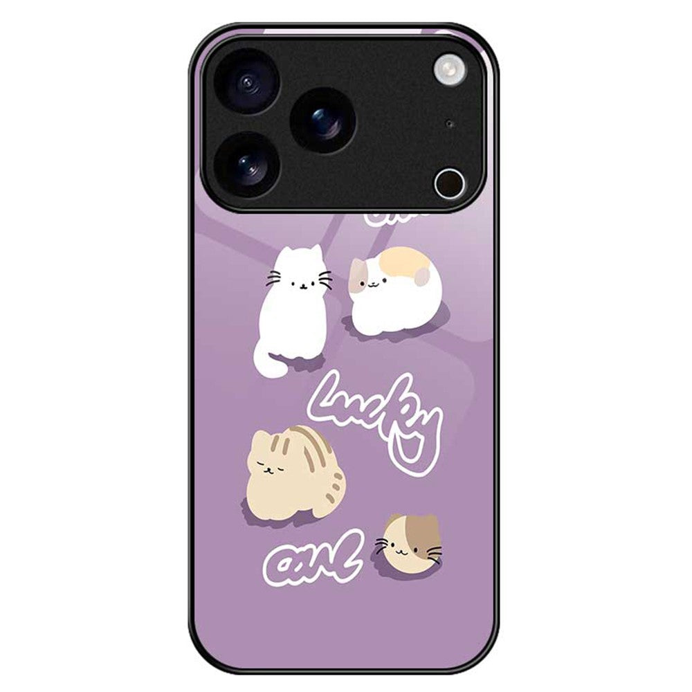 For iPhone 17 Pro Max Case PC TPU Tempered Glass Pattern Printing Phone Back Cover - B0131