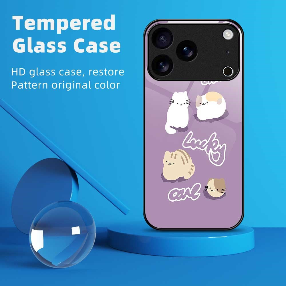 For iPhone 17 Pro Max Case PC TPU Tempered Glass Pattern Printing Phone Back Cover - B0131