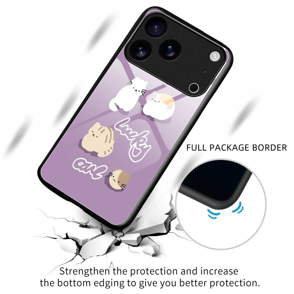 For iPhone 17 Pro Max Case PC TPU Tempered Glass Pattern Printing Phone Back Cover - B0131