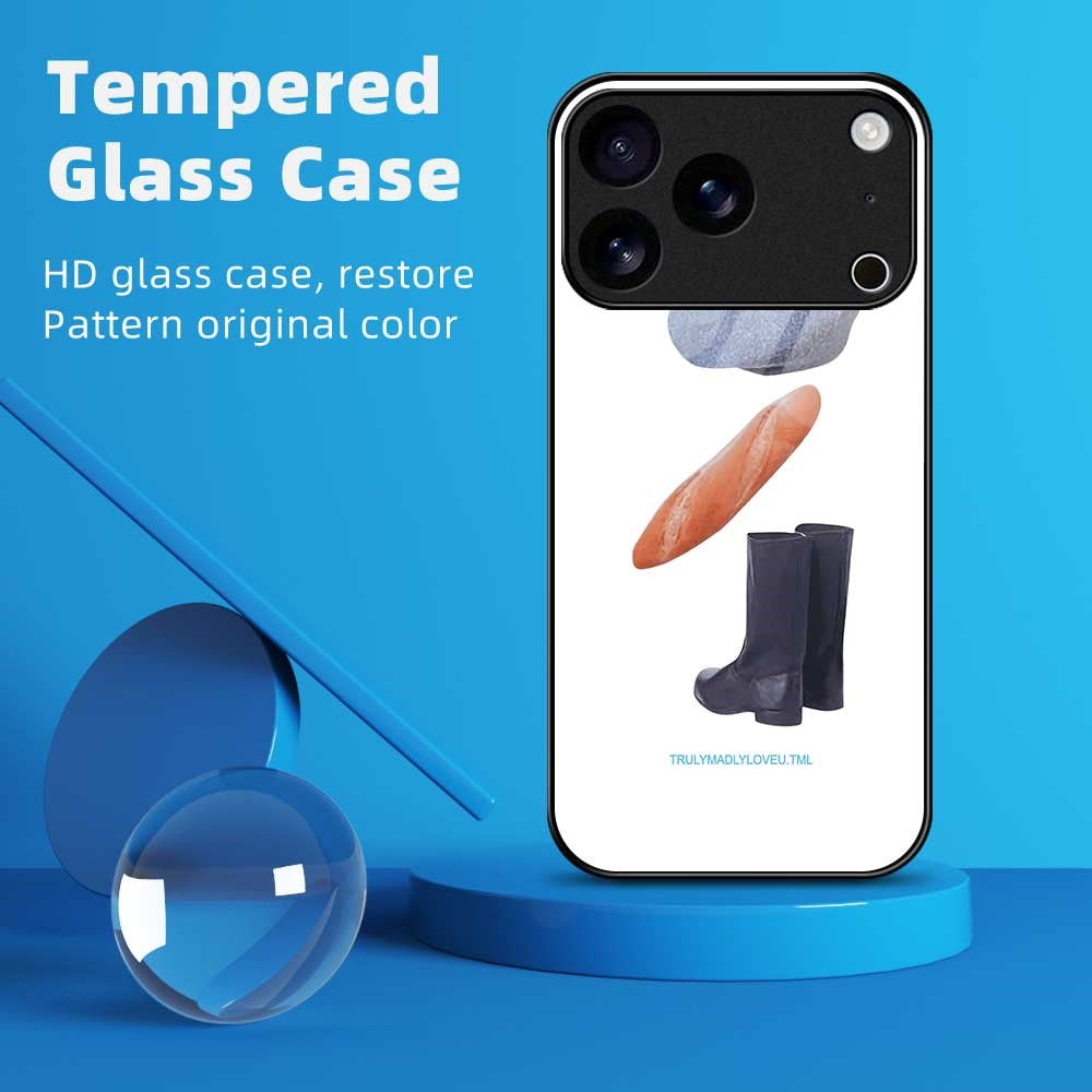 For iPhone 17 Pro Max Case PC TPU Tempered Glass Pattern Printing Phone Back Cover - B0133