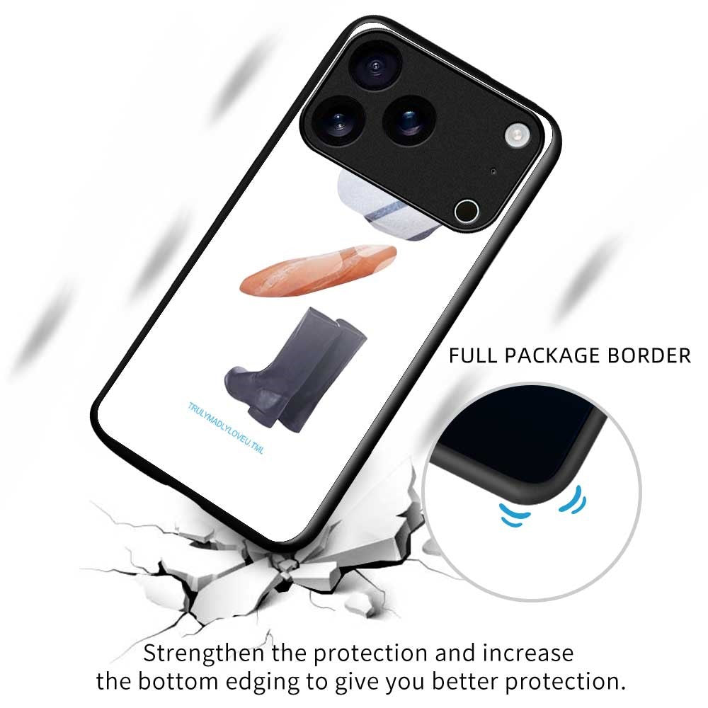 For iPhone 17 Pro Max Case PC TPU Tempered Glass Pattern Printing Phone Back Cover - B0133