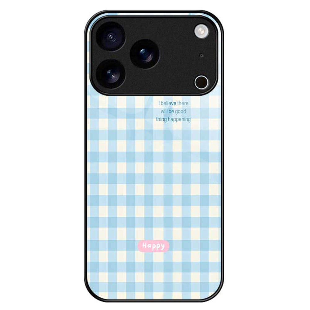 For iPhone 17 Pro Max Case PC TPU Tempered Glass Pattern Printing Phone Back Cover - B0137