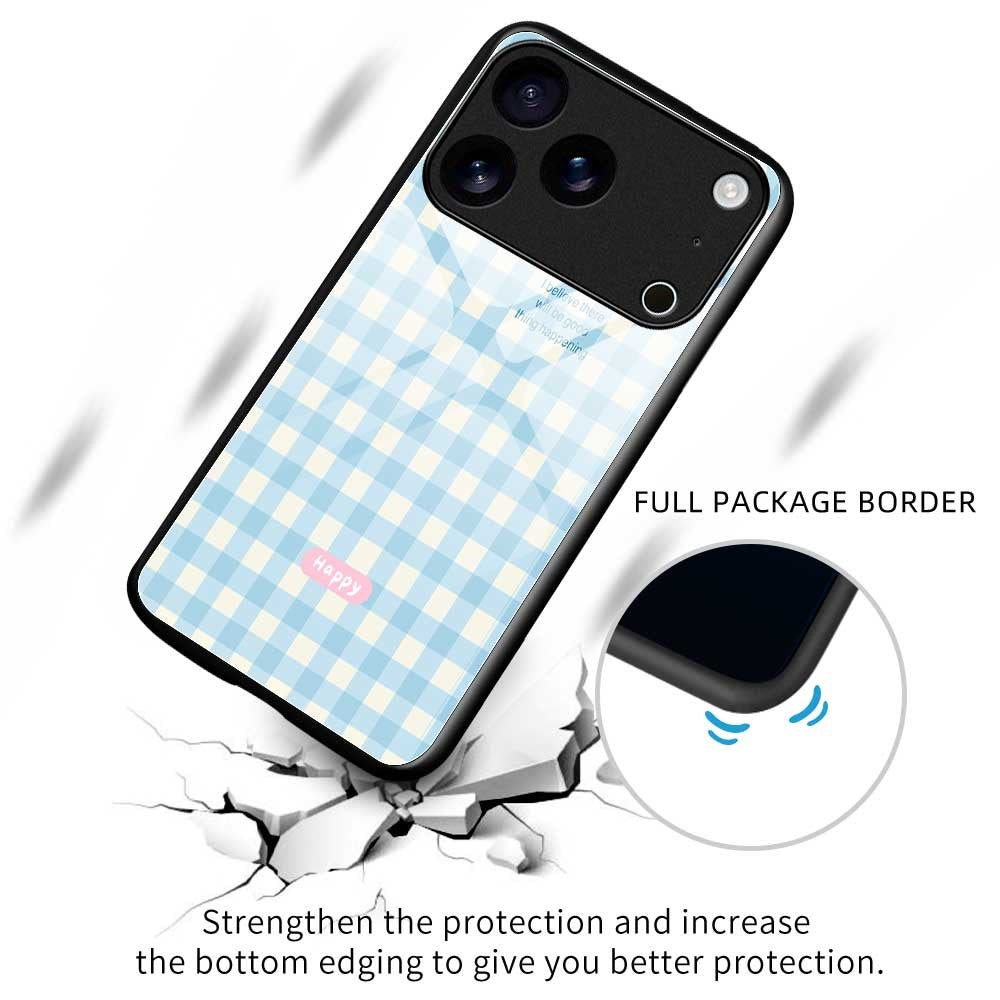 For iPhone 17 Pro Max Case PC TPU Tempered Glass Pattern Printing Phone Back Cover - B0137