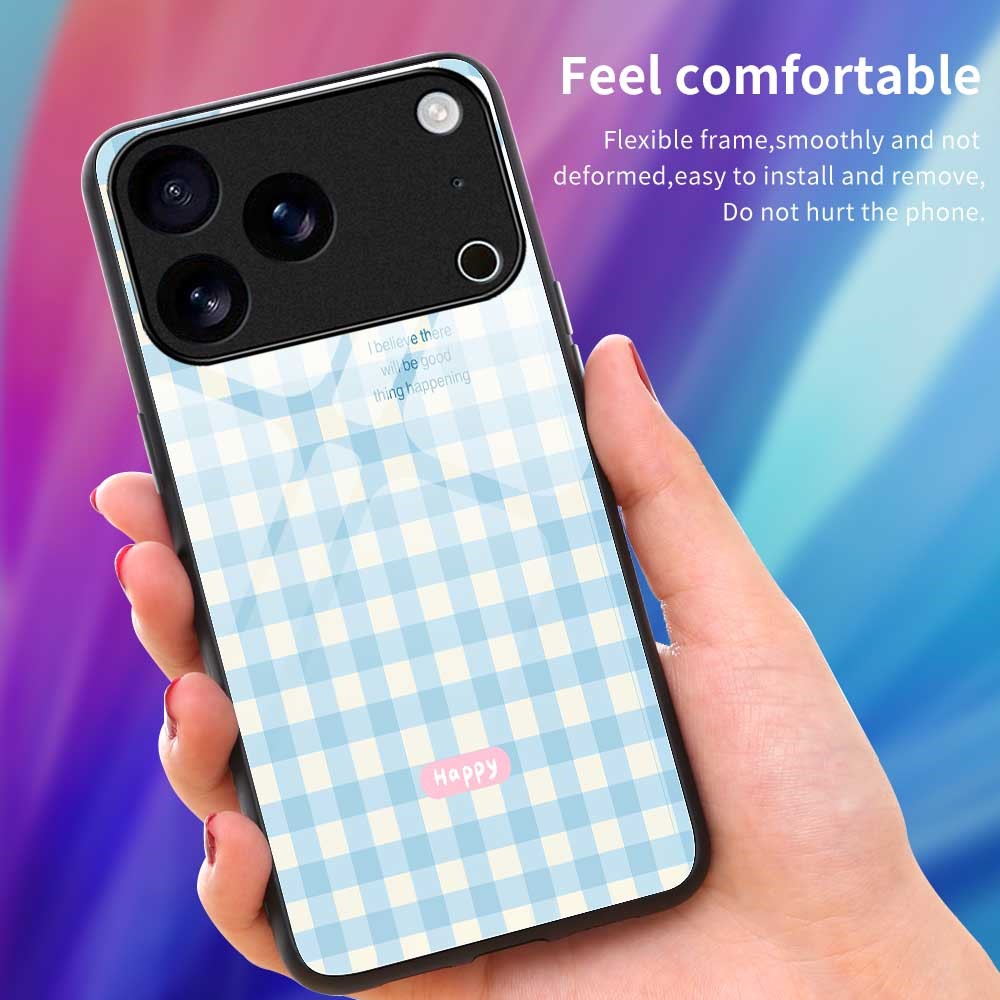 For iPhone 17 Pro Max Case PC TPU Tempered Glass Pattern Printing Phone Back Cover - B0137