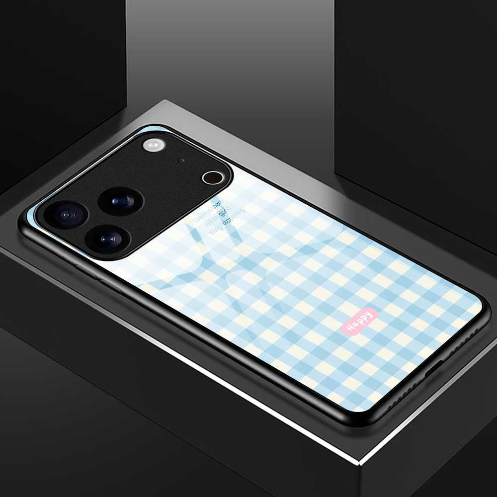 For iPhone 17 Pro Max Case PC TPU Tempered Glass Pattern Printing Phone Back Cover - B0137