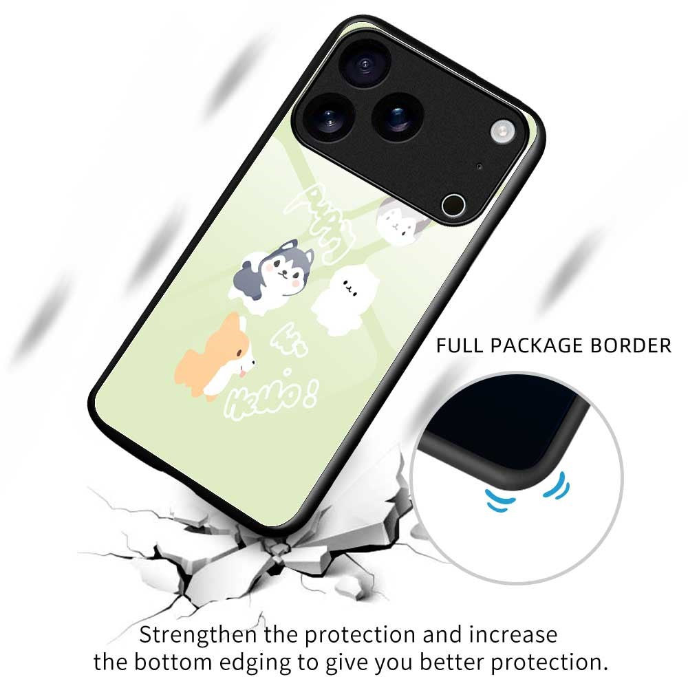 For iPhone 17 Pro Max Case PC TPU Tempered Glass Pattern Printing Phone Back Cover - B0139