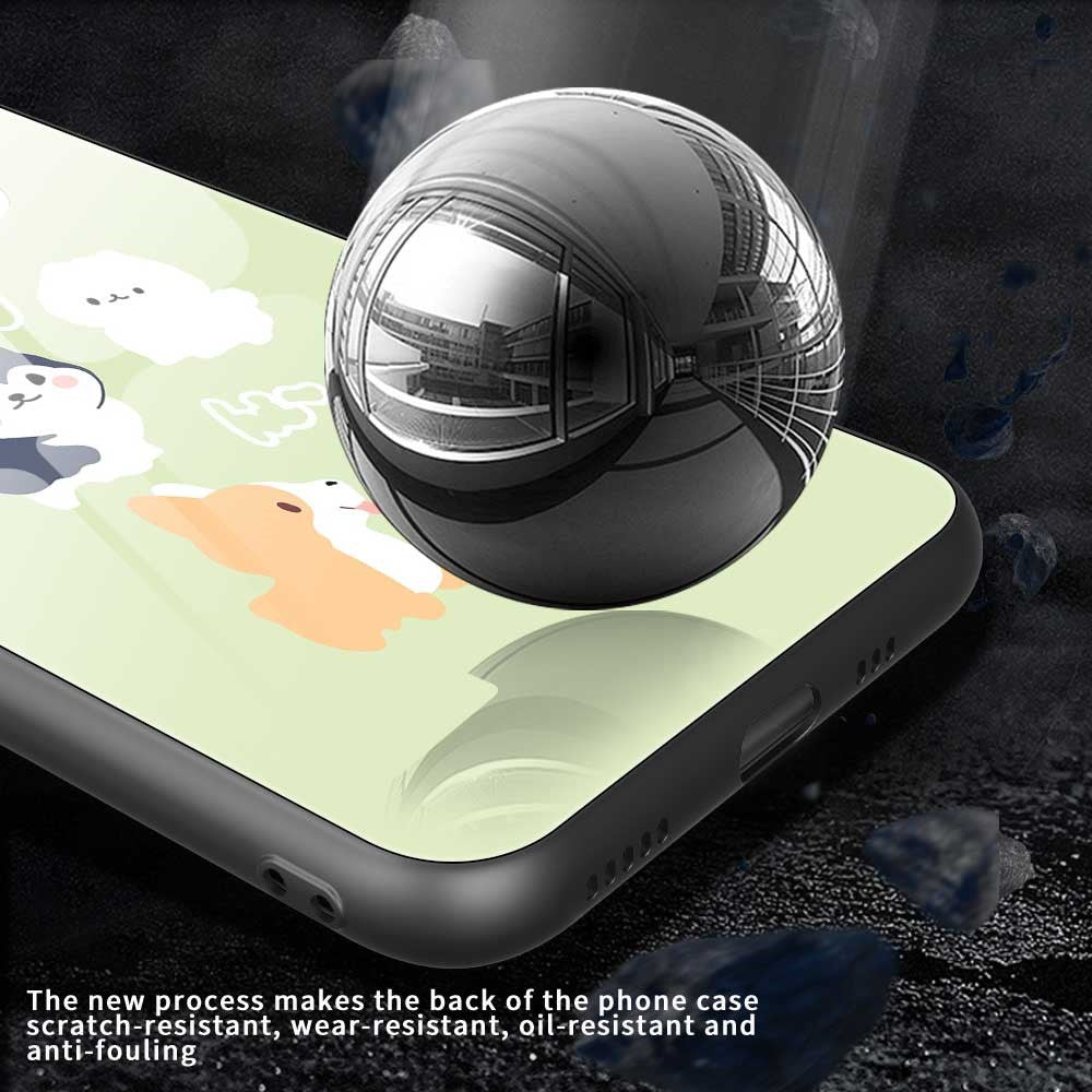 For iPhone 17 Pro Max Case PC TPU Tempered Glass Pattern Printing Phone Back Cover - B0139