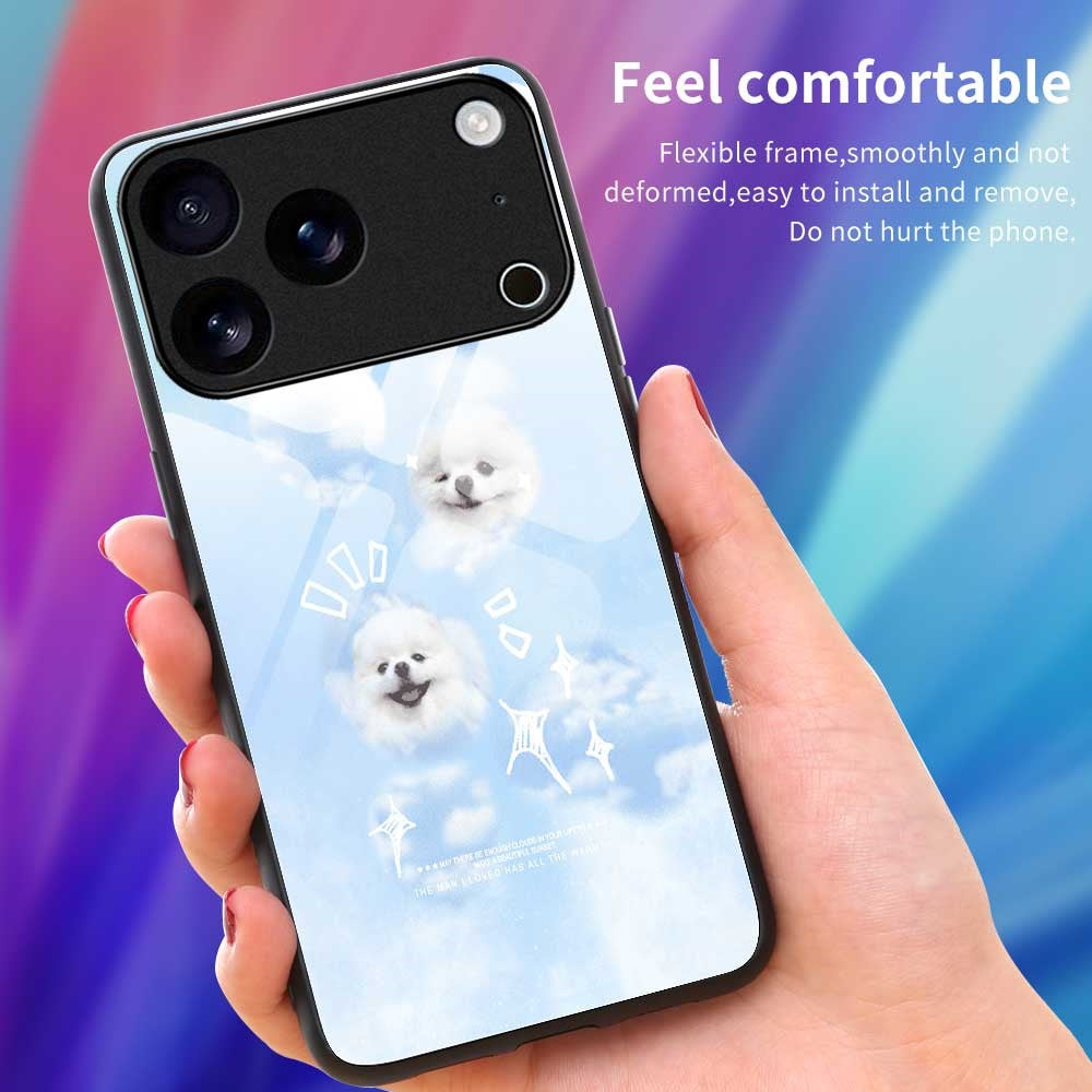 For iPhone 17 Pro Max Case PC TPU Tempered Glass Pattern Printing Phone Back Cover - B0141