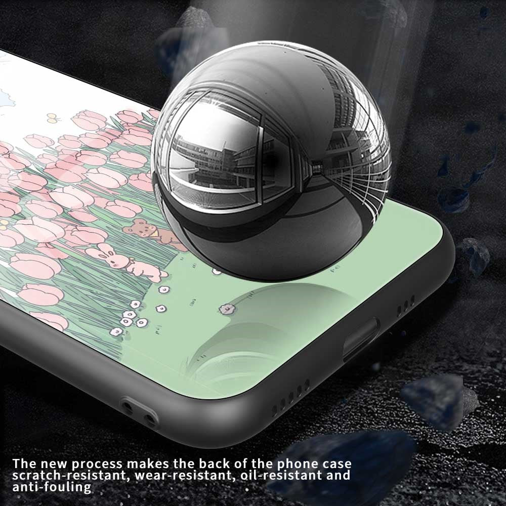 For iPhone 17 Pro Max Case PC TPU Tempered Glass Pattern Printing Phone Back Cover - B0142