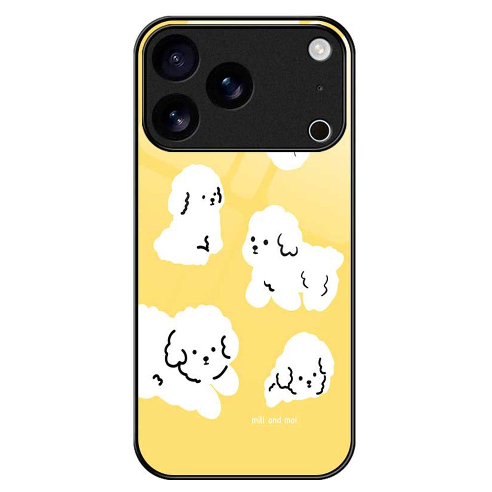 For iPhone 17 Pro Max Case TPU PC Tempered Glass Pattern Printing Phone Back Cover - B0143