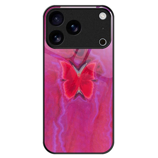For iPhone 17 Pro Max Case TPU PC Tempered Glass Pattern Printing Phone Back Cover - B0144