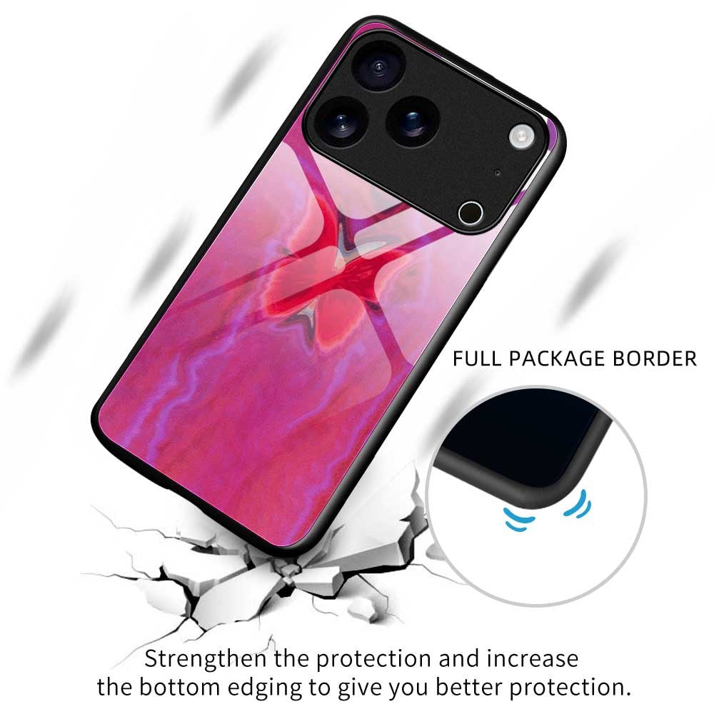 For iPhone 17 Pro Max Case TPU PC Tempered Glass Pattern Printing Phone Back Cover - B0144