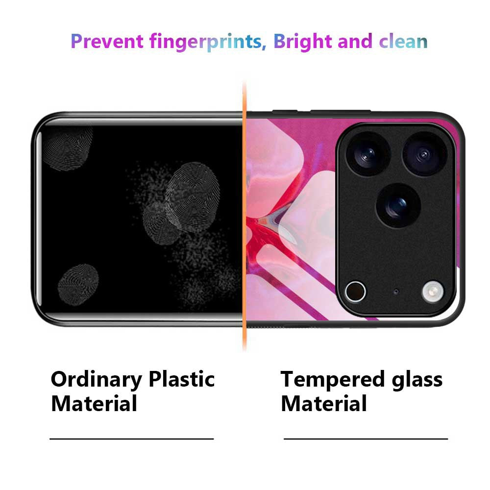 For iPhone 17 Pro Max Case TPU PC Tempered Glass Pattern Printing Phone Back Cover - B0144