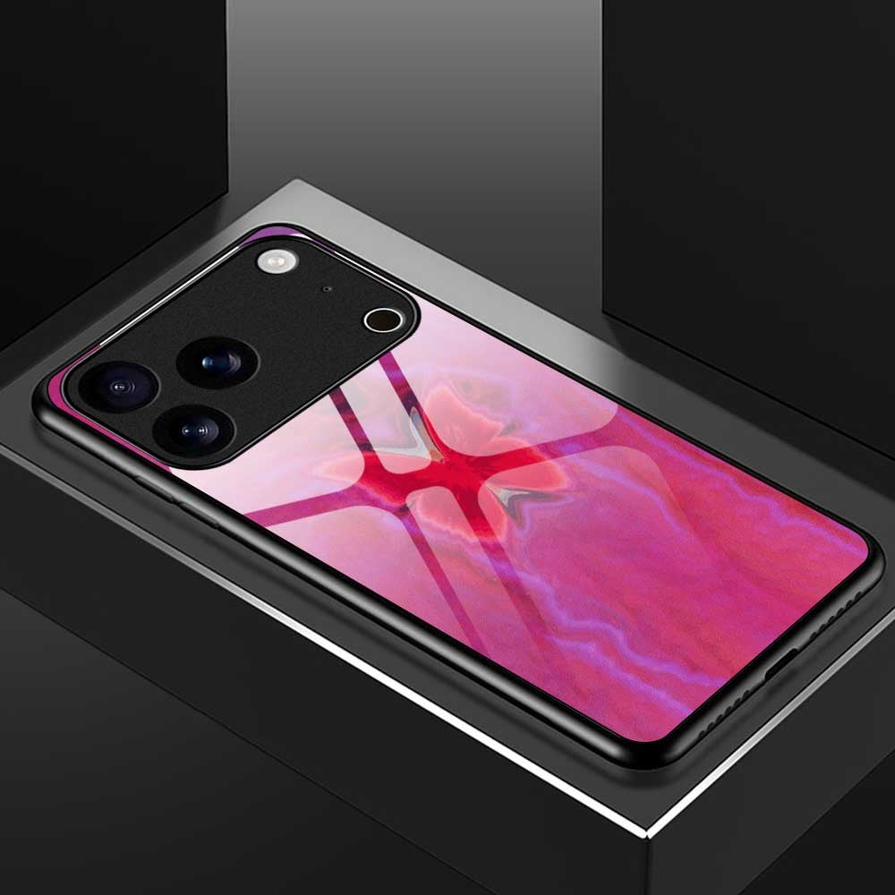 For iPhone 17 Pro Max Case TPU PC Tempered Glass Pattern Printing Phone Back Cover - B0144