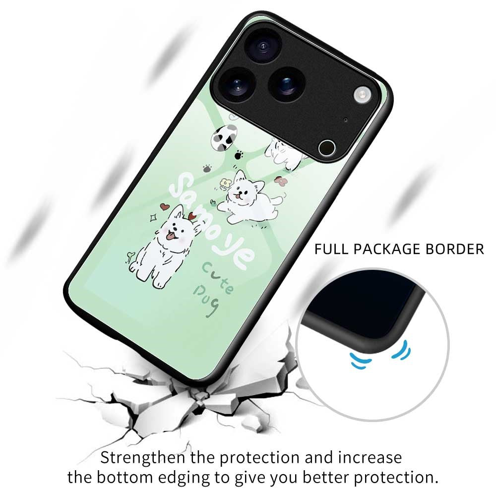 For iPhone 17 Pro Max Case TPU PC Tempered Glass Pattern Printing Phone Back Cover - B0147