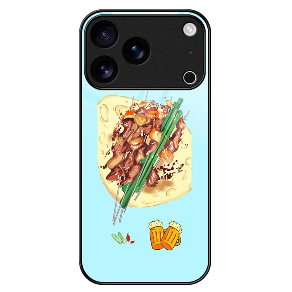 For iPhone 17 Pro Max Case TPU PC Tempered Glass Pattern Printing Phone Back Cover - B0148