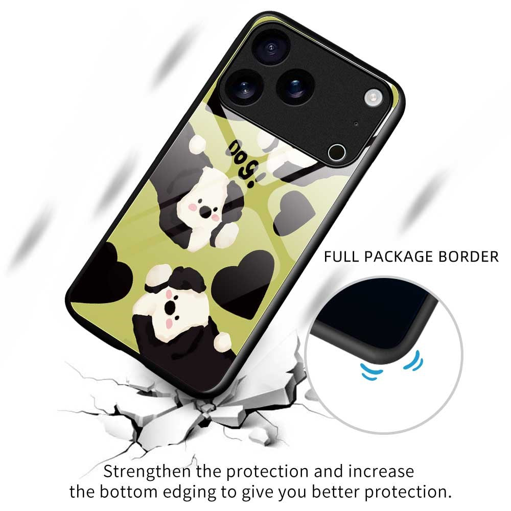 For iPhone 17 Pro Max Case TPU PC Tempered Glass Pattern Printing Phone Back Cover - B0149