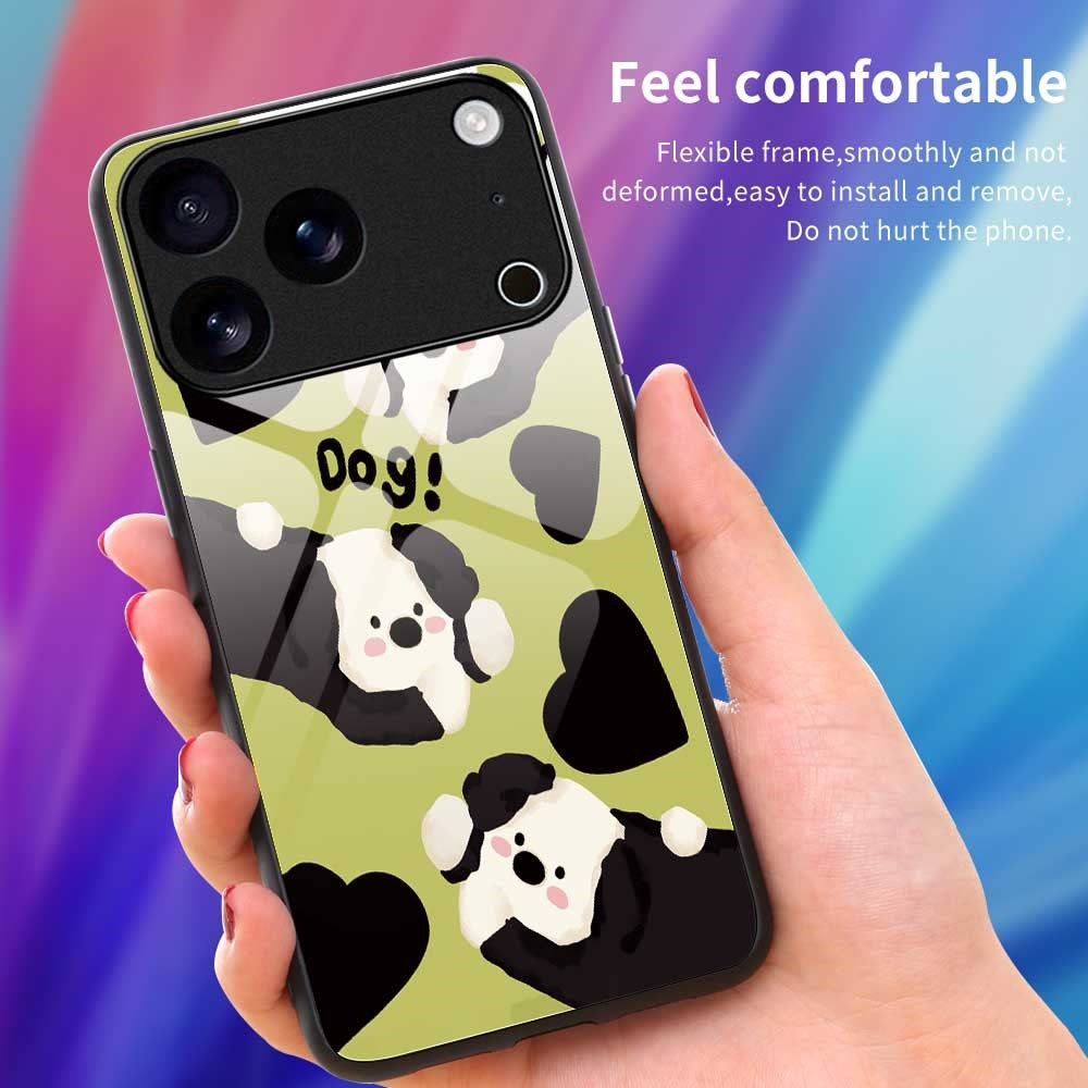 For iPhone 17 Pro Max Case TPU PC Tempered Glass Pattern Printing Phone Back Cover - B0149