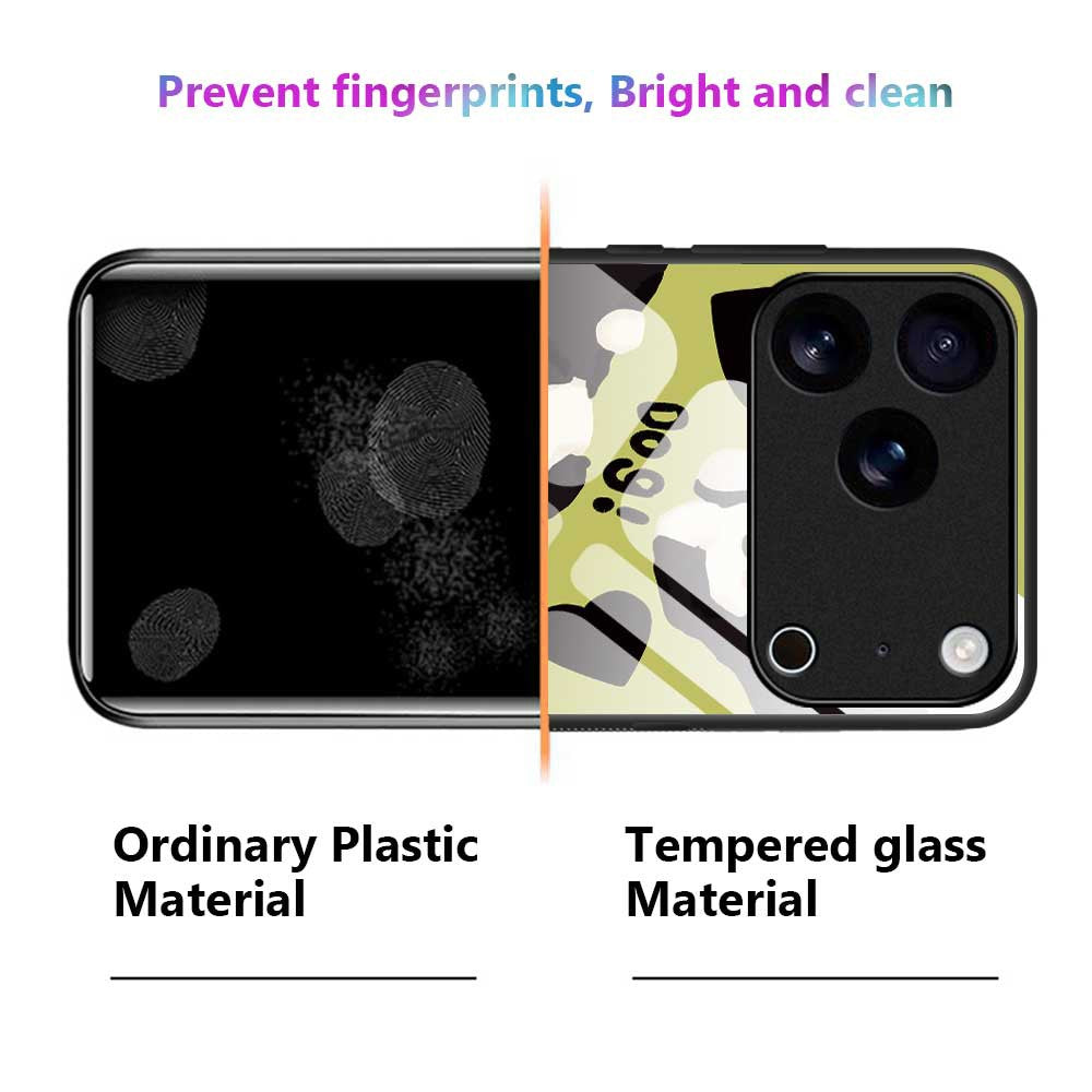 For iPhone 17 Pro Max Case TPU PC Tempered Glass Pattern Printing Phone Back Cover - B0149