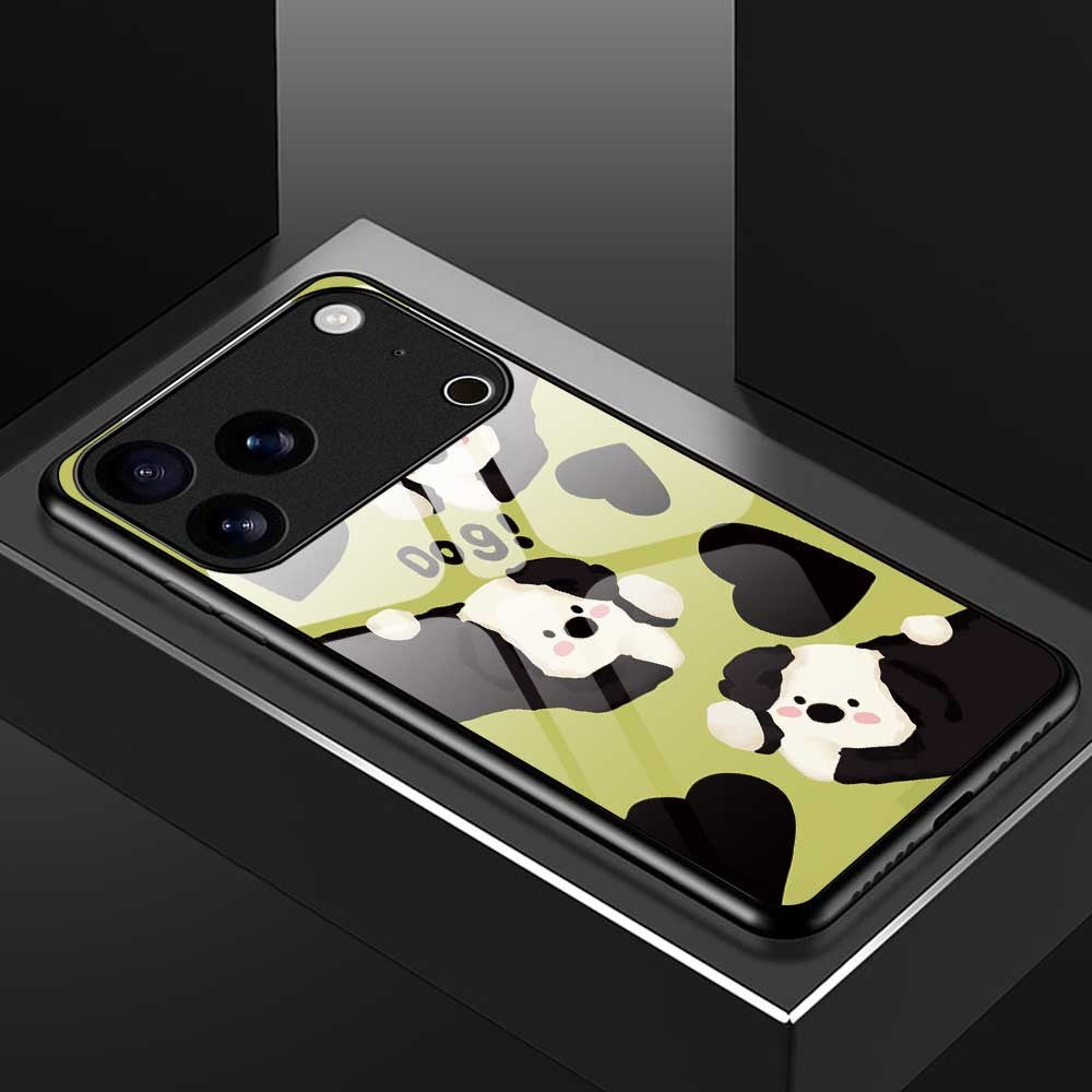 For iPhone 17 Pro Max Case TPU PC Tempered Glass Pattern Printing Phone Back Cover - B0149