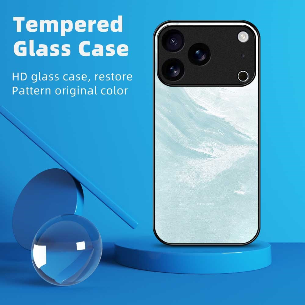 For iPhone 17 Pro Max Case TPU PC Tempered Glass Pattern Printing Phone Back Cover - B0150