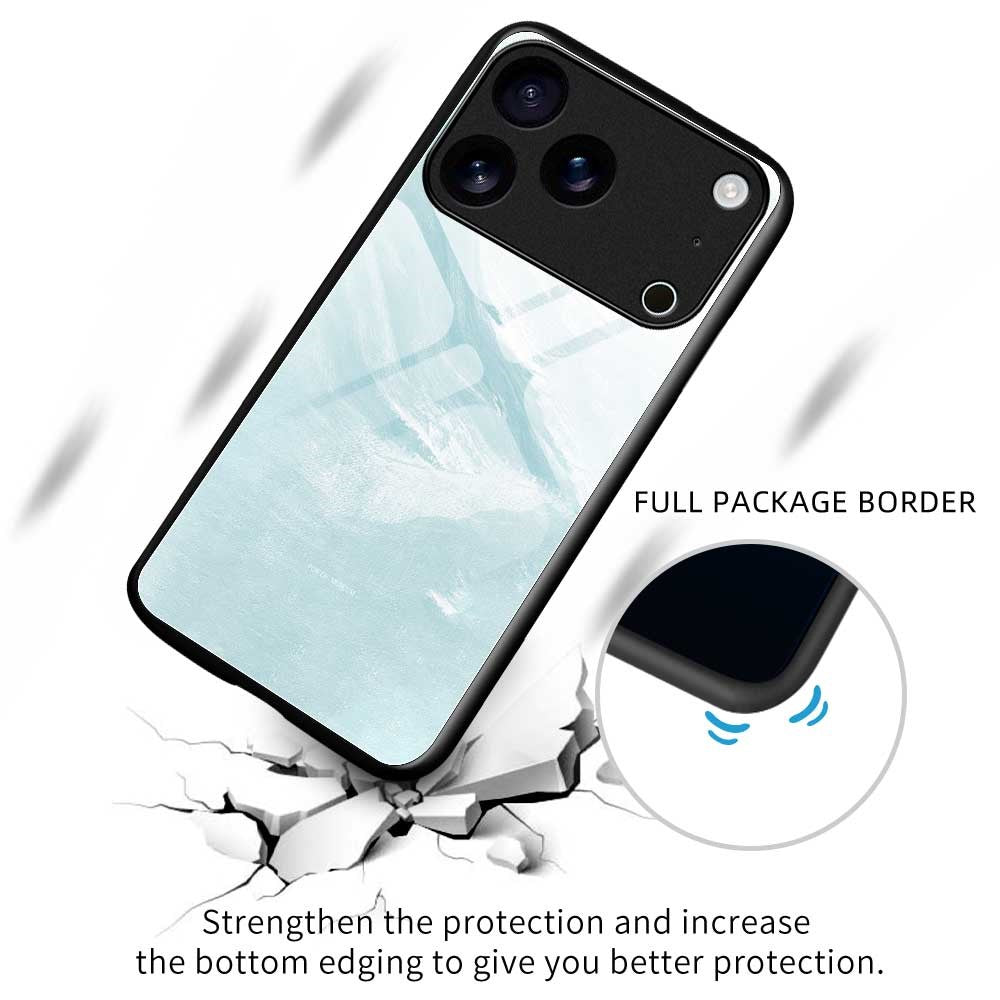 For iPhone 17 Pro Max Case TPU PC Tempered Glass Pattern Printing Phone Back Cover - B0150