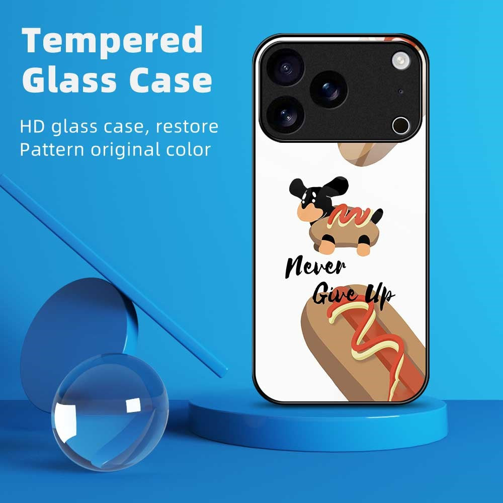 For iPhone 17 Pro Max Case TPU PC Tempered Glass Pattern Printing Phone Back Cover - B0153