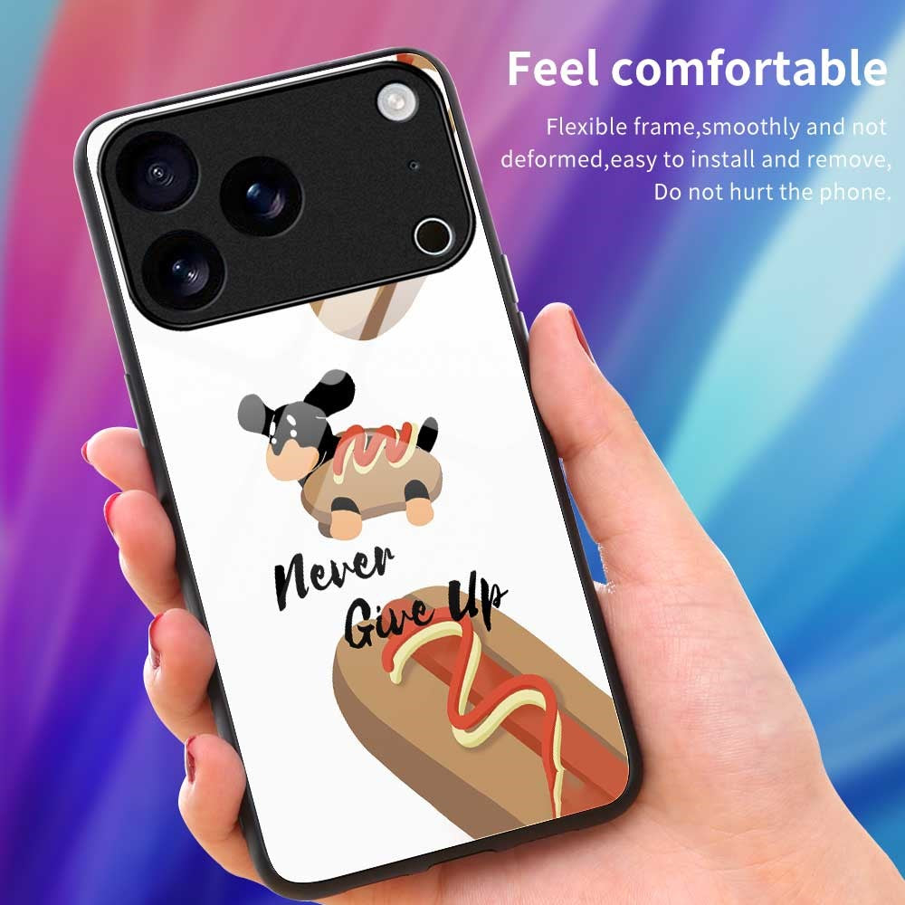 For iPhone 17 Pro Max Case TPU PC Tempered Glass Pattern Printing Phone Back Cover - B0153