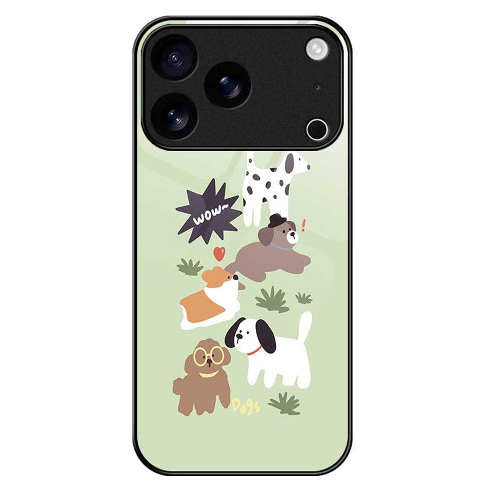 For iPhone 17 Pro Max Case TPU PC Tempered Glass Pattern Printing Phone Back Cover - B0154