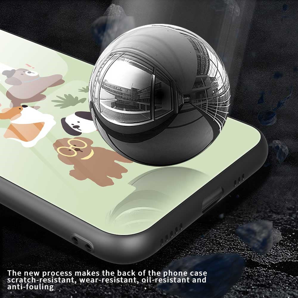 For iPhone 17 Pro Max Case TPU PC Tempered Glass Pattern Printing Phone Back Cover - B0154