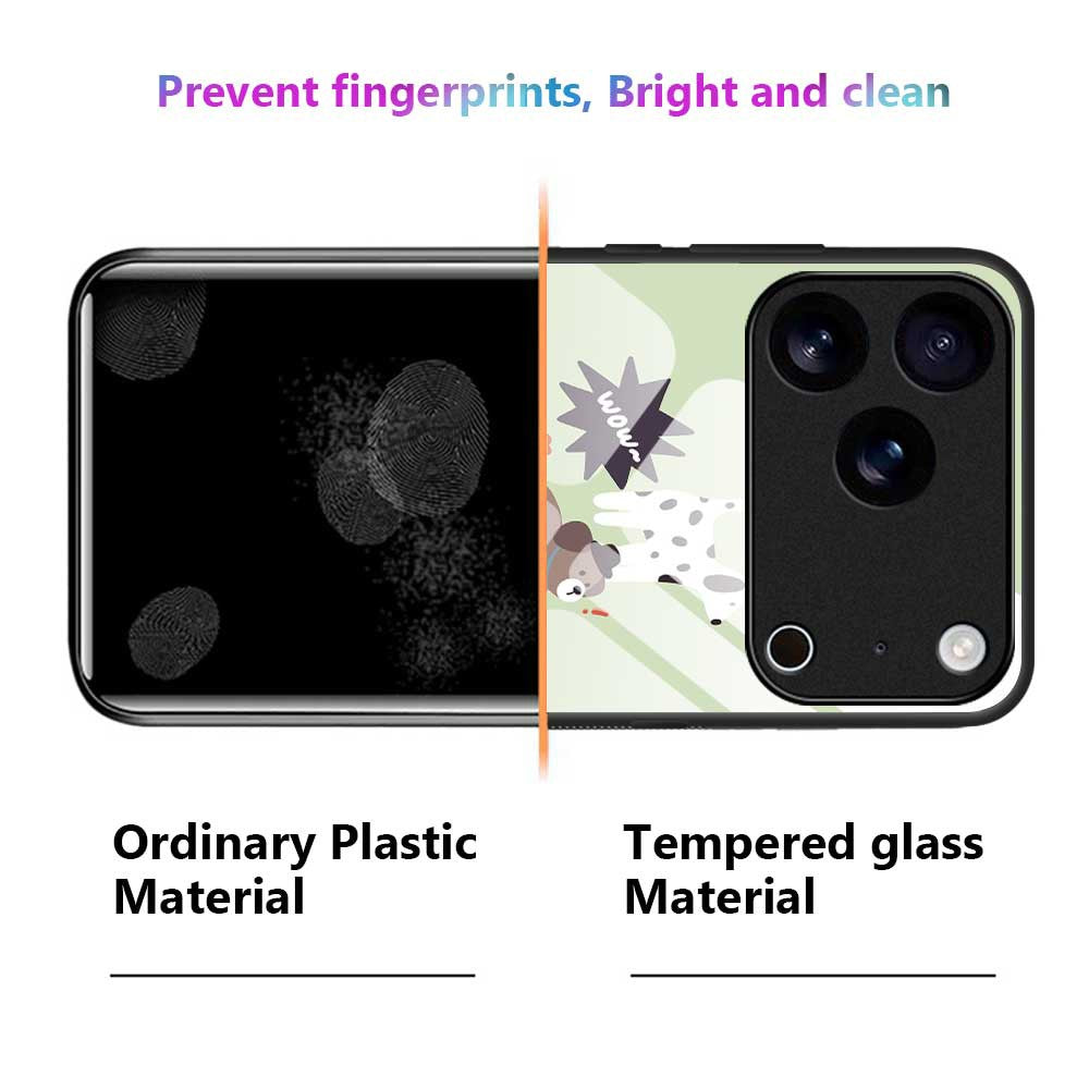 For iPhone 17 Pro Max Case TPU PC Tempered Glass Pattern Printing Phone Back Cover - B0154