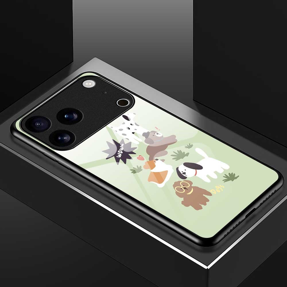 For iPhone 17 Pro Max Case TPU PC Tempered Glass Pattern Printing Phone Back Cover - B0154