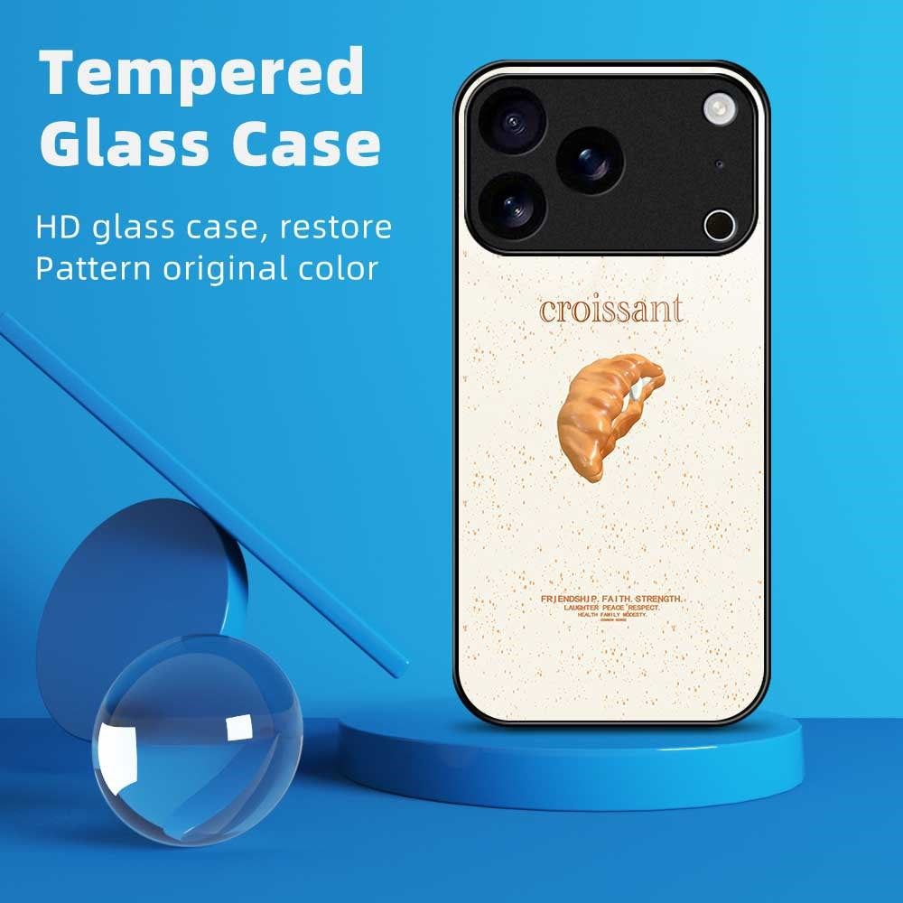 For iPhone 17 Pro Max Case TPU PC Tempered Glass Pattern Printing Phone Back Cover - B0155