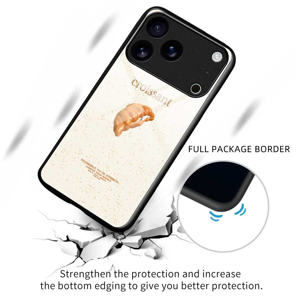 For iPhone 17 Pro Max Case TPU PC Tempered Glass Pattern Printing Phone Back Cover - B0155
