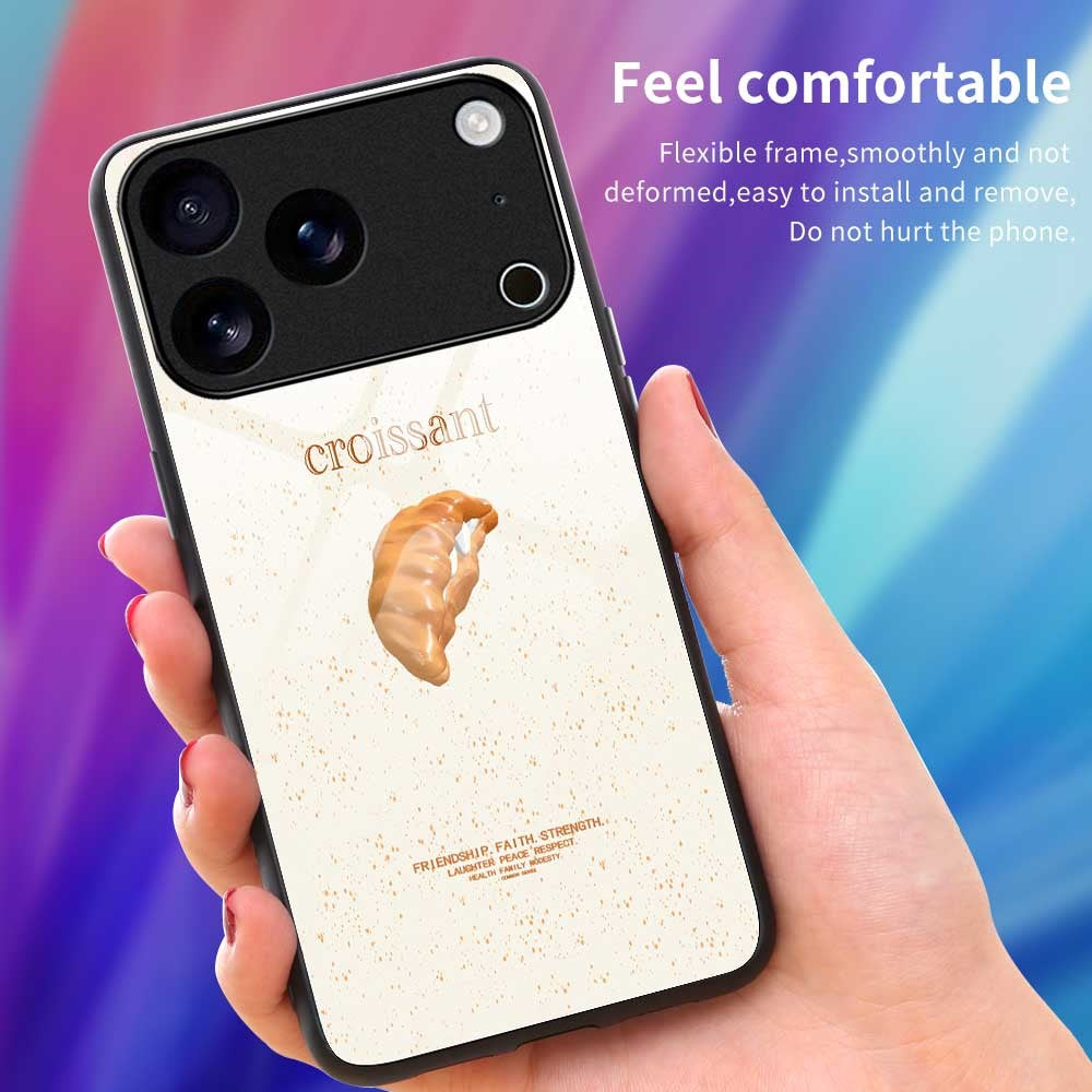 For iPhone 17 Pro Max Case TPU PC Tempered Glass Pattern Printing Phone Back Cover - B0155