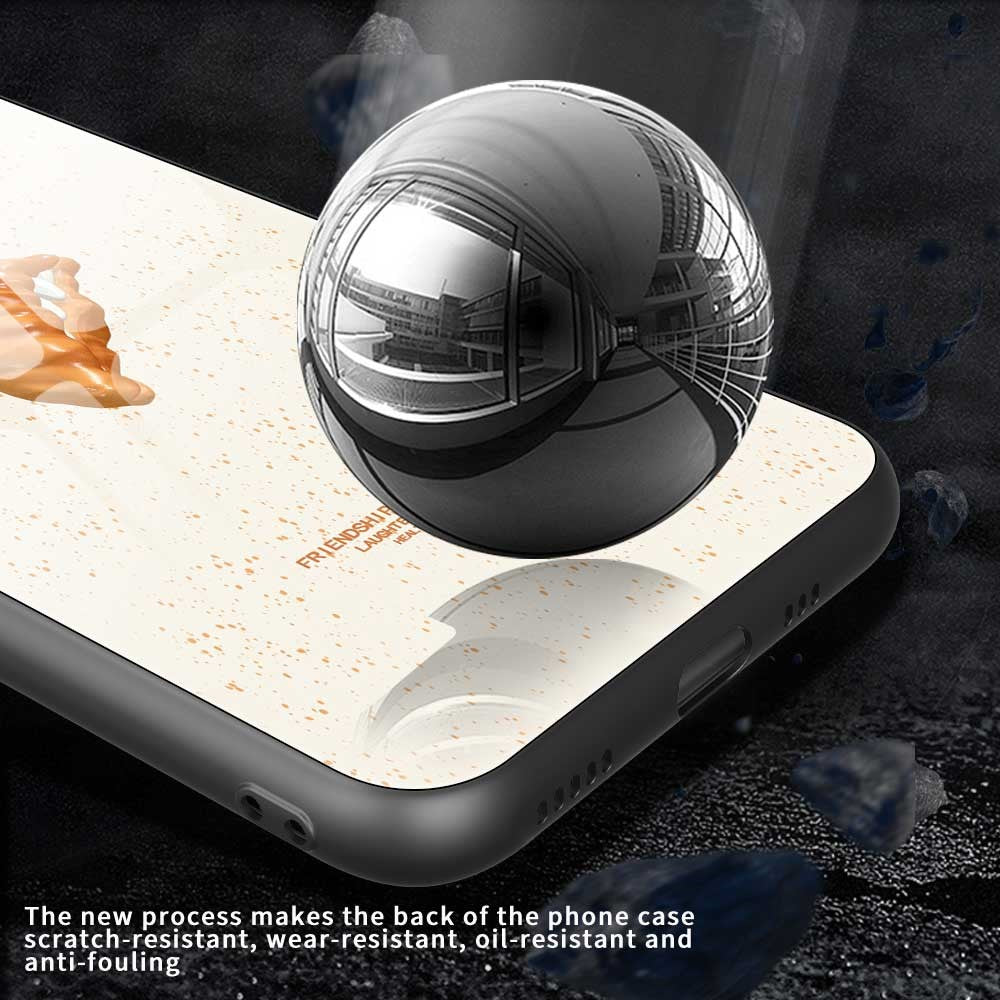 For iPhone 17 Pro Max Case TPU PC Tempered Glass Pattern Printing Phone Back Cover - B0155