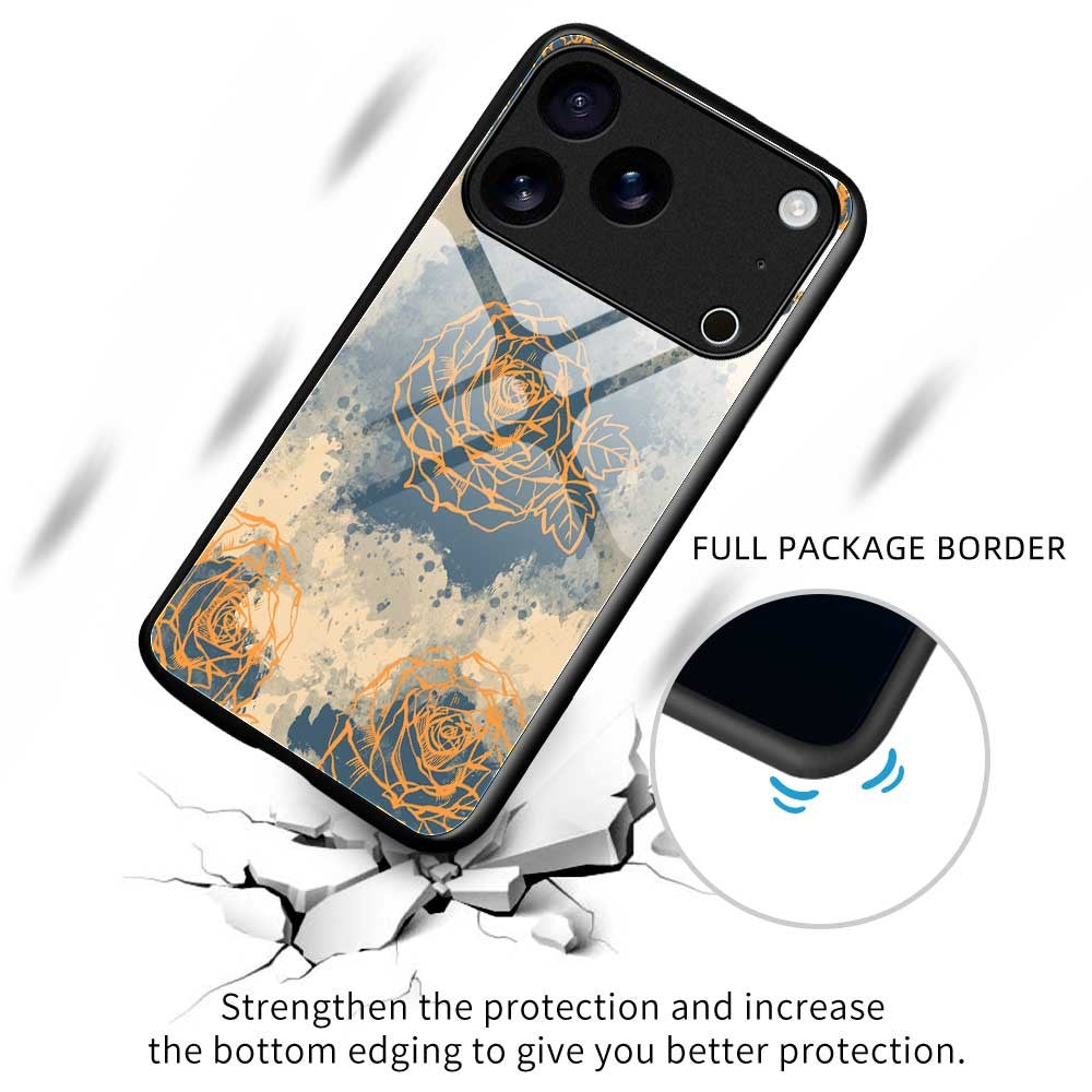 For iPhone 17 Pro Max Case TPU PC Tempered Glass Pattern Printing Phone Back Cover - B0156