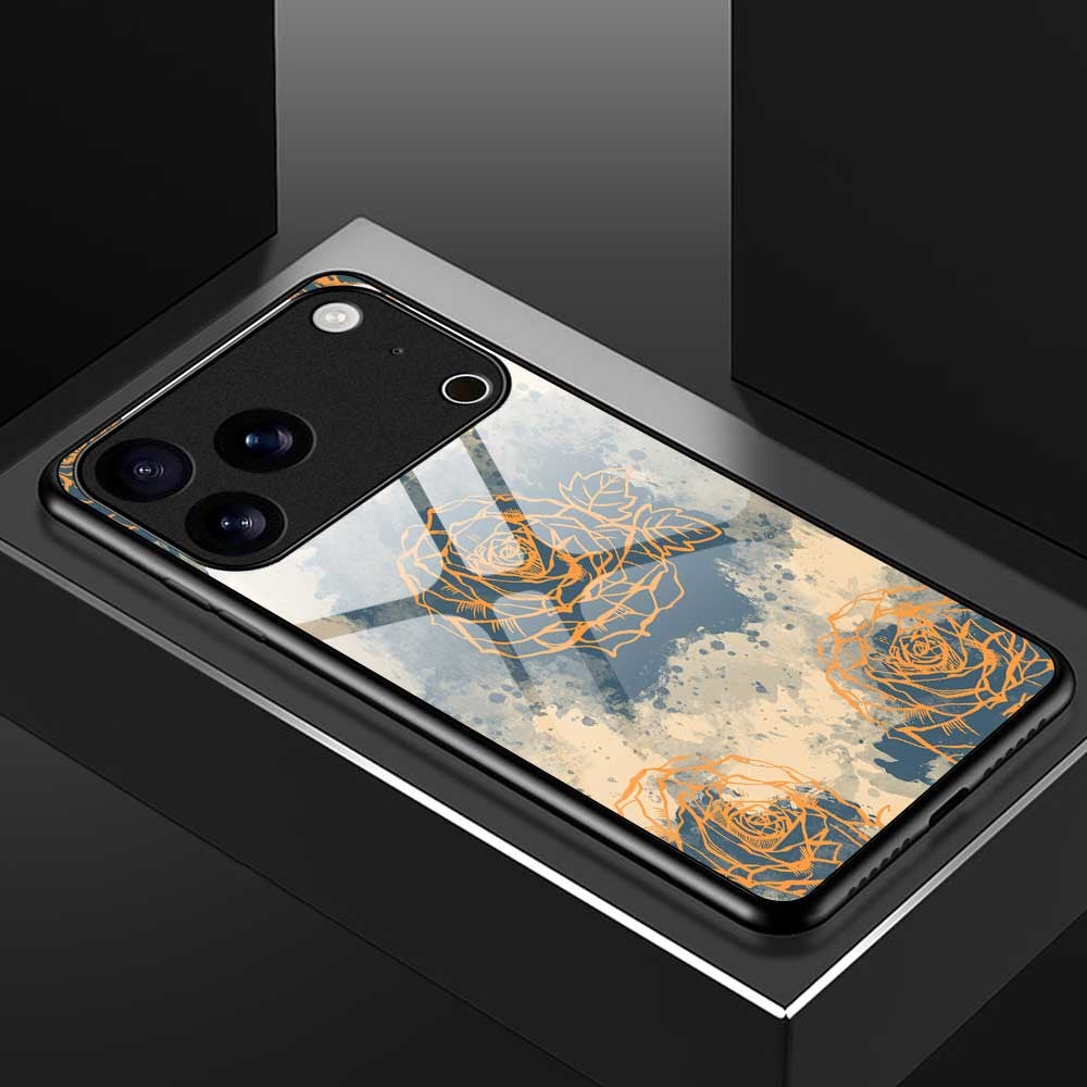 For iPhone 17 Pro Max Case TPU PC Tempered Glass Pattern Printing Phone Back Cover - B0156