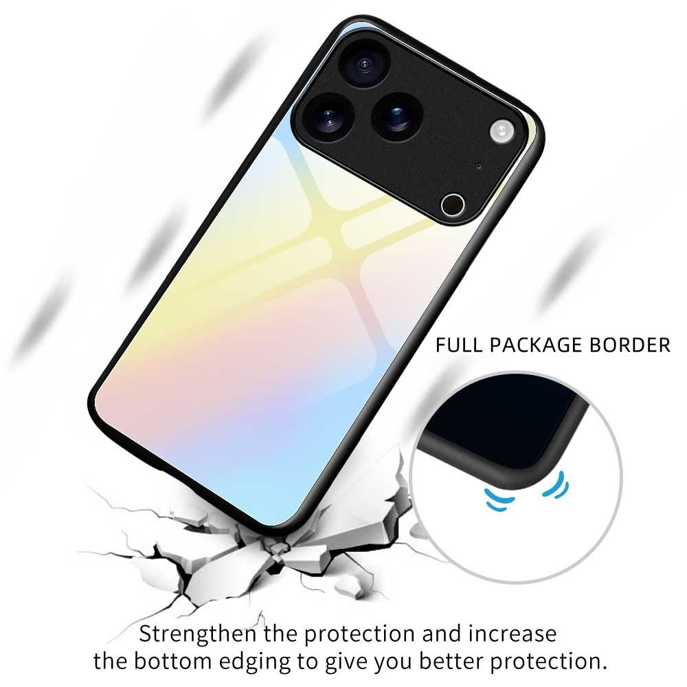 For iPhone 17 Pro Max Case TPU PC Tempered Glass Pattern Printing Phone Back Cover - B0158